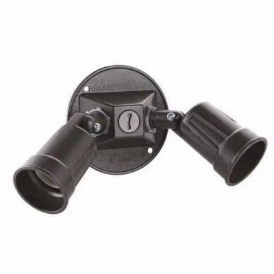 Weatherproof Combination 2 Lampholders/Cover for Par 38 Lamps, Bronze, 4 In. Round