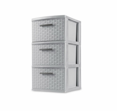 Storage Tower, 3 Drawer, Cement Weave, 15 x 12-5/8 x 24-In.