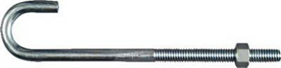 J Bolt, Zinc, 3/8 x 7 In.