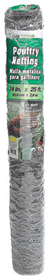 Poultry Netting, Galvanized Steel, 1 In. Mesh, 24 In. x 25 Ft.