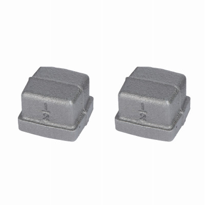 Black Pipe Square Cap, 1/2 In., 2-Pk.