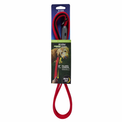 NiteDog Rechargeable Lighted Leash, Red/Red LED