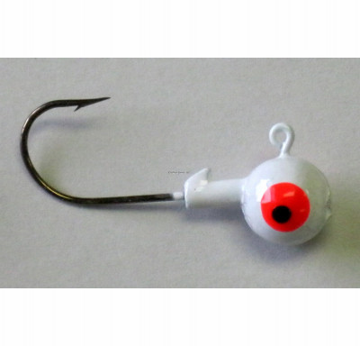 Jig Head, Size 1 Hooks, Round Head, White, 1/4 oz., 10-Pk.