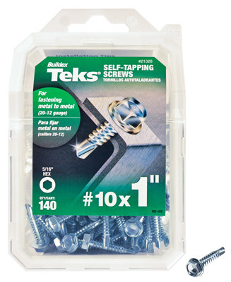 Drill Point Screws, Self-Tapping, Hex Washer Head, #10 x 1 In., 140-Pk.