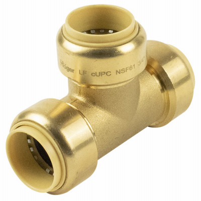 Push-On Pipe Tee, 1/2 In. Copper x Copper x Copper