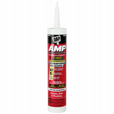 AMP Advanced Kitchen/Bath White Adhesive Caulk, 9-oz.