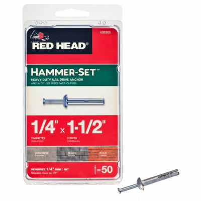 Hammer-Set Nail Drive Anchors, 1/4 x 1-1/2 In., 50-Pk.
