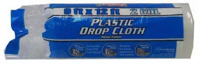 Heavy-Duty Drop Cloth, Plastic, 9 x 12-Ft.