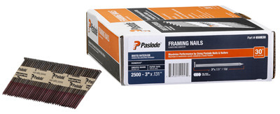 Collated Framing Nails, Smooth Brite 30 Degree, 3 x .131 In., 2,500-Ct.