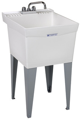 Laundry Tub Kit, White, With Faucet, 20 x 24 In.