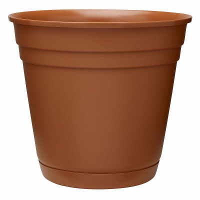 Riverland Planter With Saucer, LTerra Cotta Resin, 16 In.
