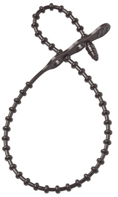 Beaded Cable Ties, Reusable, Black, 12-In., 15-Pk.