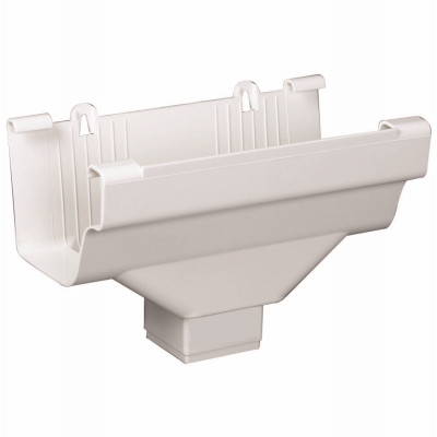 Gutter Drop Outlet, K-Style, Traditional Vinyl, White, 2 x 3-In.
