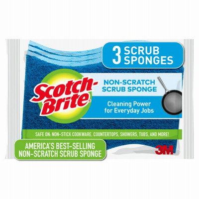 Non-Scratch Scrub Sponge, Multi Purpose, 3-Pk.