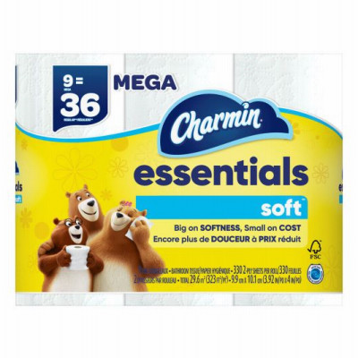 Essentials Soft Toilet Paper, 330 Sheets Per Mega Roll, 9-Pk. (4 pieces)
