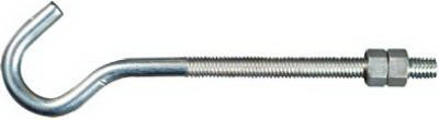 Hook Bolt, Zinc, 3/8 x 7 In.