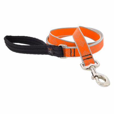 Dog Leash, Reflective Orange Diamond Pattern, 1-In. x 6-Ft.