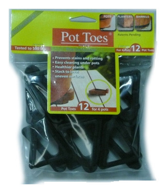 Decksaver Garden Pot Toes, Black, 3 In., 12-Pk.