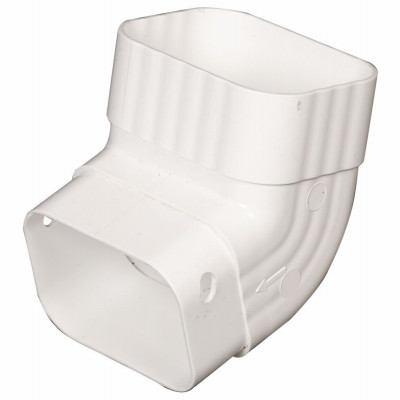 Front Gutter Elbow, Vinyl, White, 2 x 3-In.