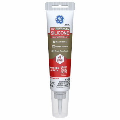 Advanced Silicone 2 Kitchen & Bath Sealant , White, 2.8-oz. Squeeze Tube