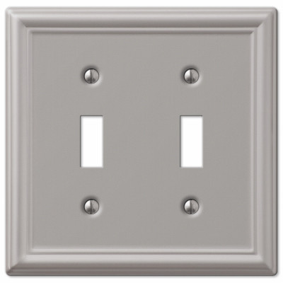 Chelsea Wall Plate, Brushed Nickel, Steel, 2 Toggle