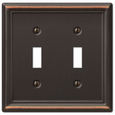 Chelsea Wall Plate, Aged Bronze, Steel, 2 Toggle