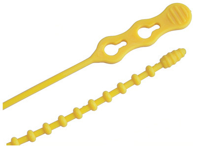 Beaded Cable Ties, Reusable, Yellow, 12-In., 15-Pk.