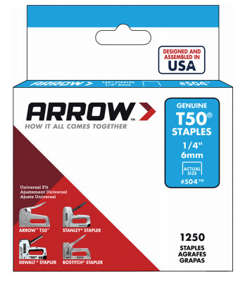 Staples, Narrow Crown, .25-In., 1250-Pk.