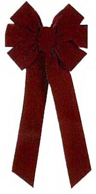 Outdoor Christmas Bow, 7-Loop, Burgundy Velvet, 10 x 22 In.