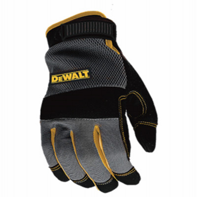 Work Gloves, Synthetic Leather Palm, Black, M