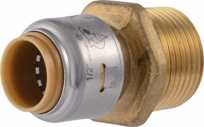 Push-Fit Reducing Pipe Connector, Lead Free, 1/2 x 3/4 In. MIP