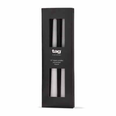 Slim Taper Candles, Cotton Wick, No Drip, White, 12 In., 4-Pk.