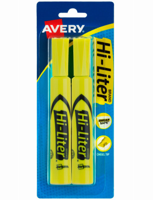 Fluorescent Highlighters, Yellow, 2-Pk.