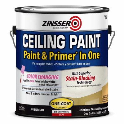 Ceiling Paint / Primer, Goes On Pink, Gallon (2 pieces)