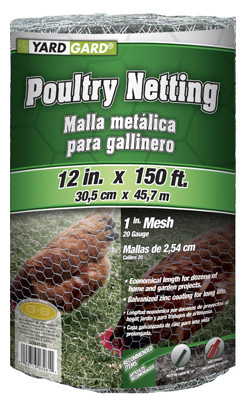 Galvanized Poultry Netting, 1-In. Mesh, 12-In. x 150-Ft.