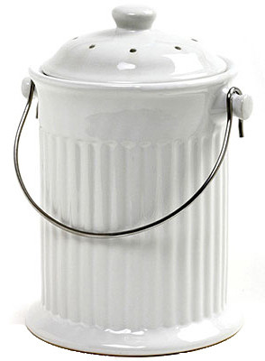 White Ceramic Counter Top Compost Keeper, Gallon (4 pieces)