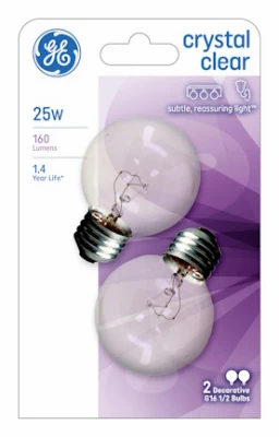 Incandescent Globe Bulbs, Clear, 25 Watt, 2-Pk. (6 pieces)