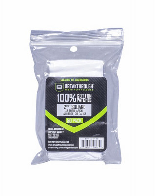 Breakthrough Clean Technologies Cotton Gun Cleaning Patches, 2.25 In. Square, 50-Pk.