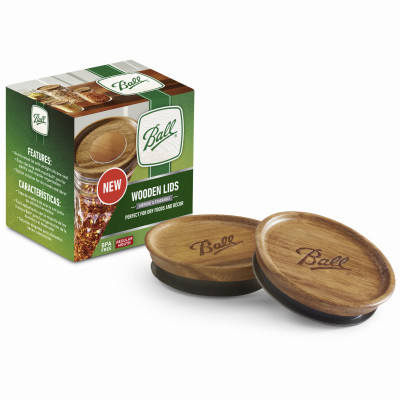 Wood Storage Lids, Wide-Mouth Ball Jars, 3-Pk.