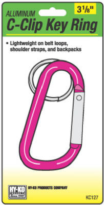 Key Ring, C-Clip, Aluminum, 3-1/8-In.