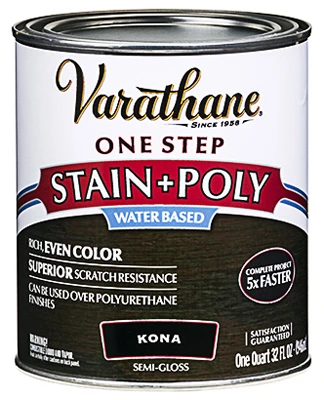 Stain & Polyurethane, Water-Based, Kona, 1-Qt.