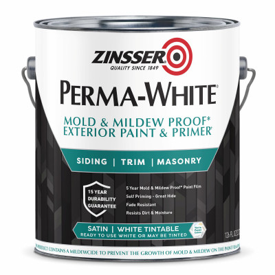 Perma-White Satin Mold & Mildew-Proof Exterior Paint, 1-Gallon