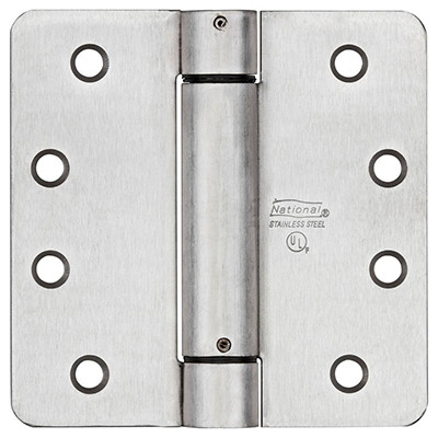 Spring Door Hinge, Adjustable, Nickel, 3.5 In.
