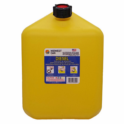 Diesel Gas Can, Self-Venting, Yellow Plastic, 5-Gallons
