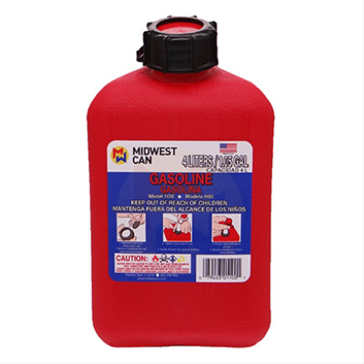 Gas Can, Self-Venting, Red Plastic, 1.25-Gallons