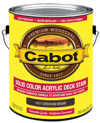 Deck Stain, Acrylic, Cordovan Brown Sold Color, 1-Gallon