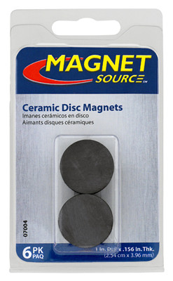 Ceramic Disc Magnet, 1 x 1.56-In., 6-Pc.