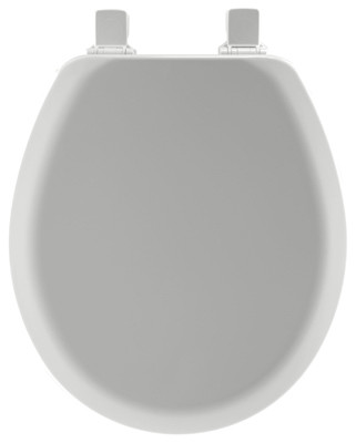 Round Molded Wood Toilet Seat, Easy-Clean & Change  Hinge, STA-TITE , Silver