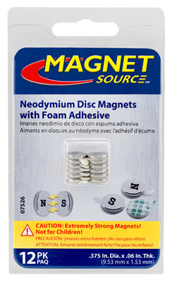 Super Neodymium Disc Magnets with Adhesive, 12-Pk. (6 pieces)