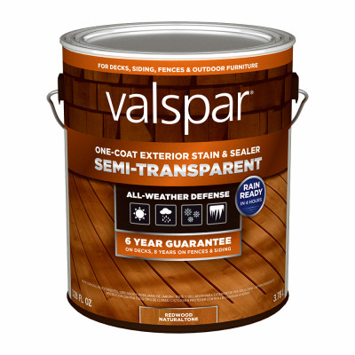 One-Coat Semi-Transparent Stain & Sealer, Redwood, 1 Gallon